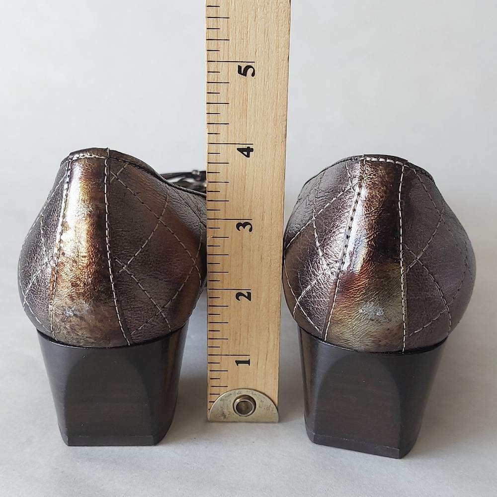 Roberto Capucci Shoes Women Size 8 Bronze Gold Low Heel Bow Tie Comfort Slip-on - Picture 11 of 13